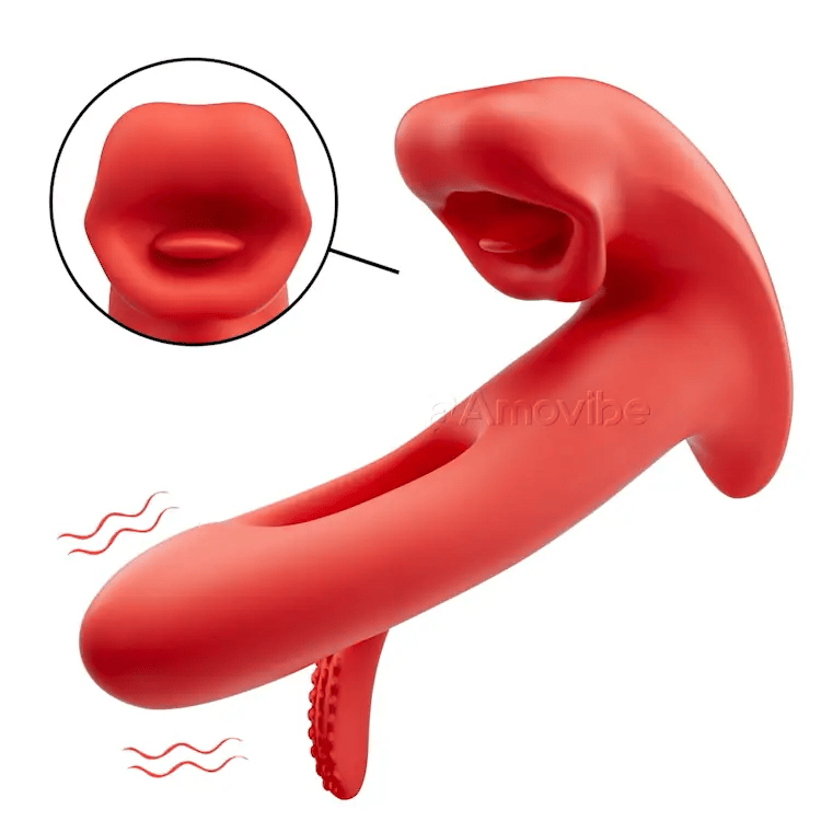 Läpyttävä klitoriskiihotin suukkomaisella suulla ja värinällä