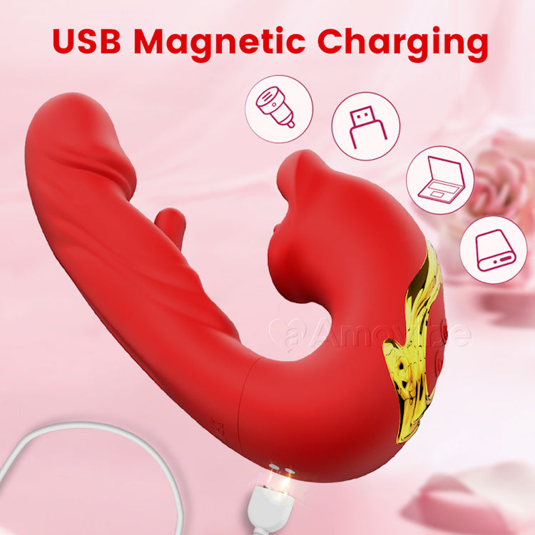 Läpyttävä klitoriskiihotin suukkomaisella suulla ja värinällä