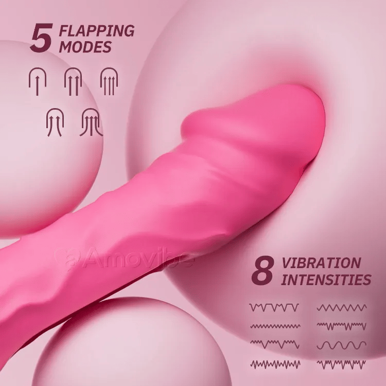 Työntävä Dildovibraattori Läpyttävillä ja Värisevillä Kuvioilla (Imukuppi Mukana)