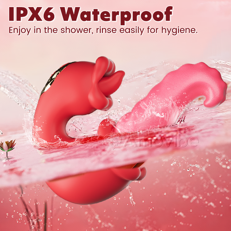 Kaksinkertainen ruusun työntävä G-pistevibraattori kielen nuolemalla ja värinällä