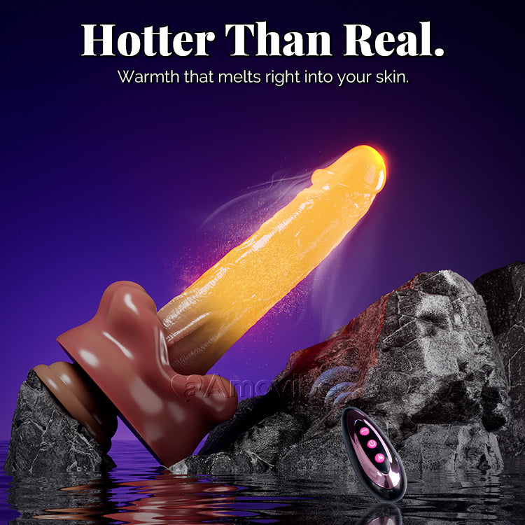 9-tuumainen suun värisevä dildo lämmityksellä ja kaukosäätimellä