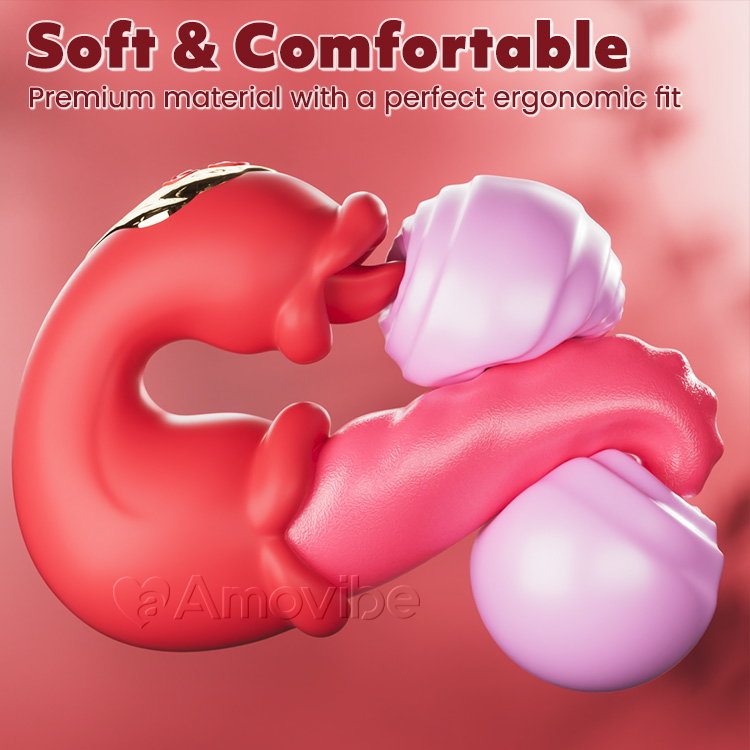 Kaksinkertainen ruusun työntävä G-pistevibraattori kielen nuolemalla ja värinällä